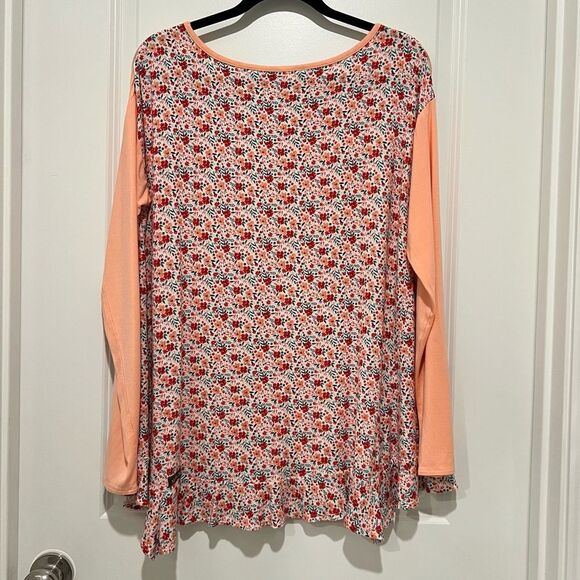 Matilda Jane Women's Sing It Out Tunic Top Peachy Pink Floral Long Sleeve Large - Picture 7 of 12
